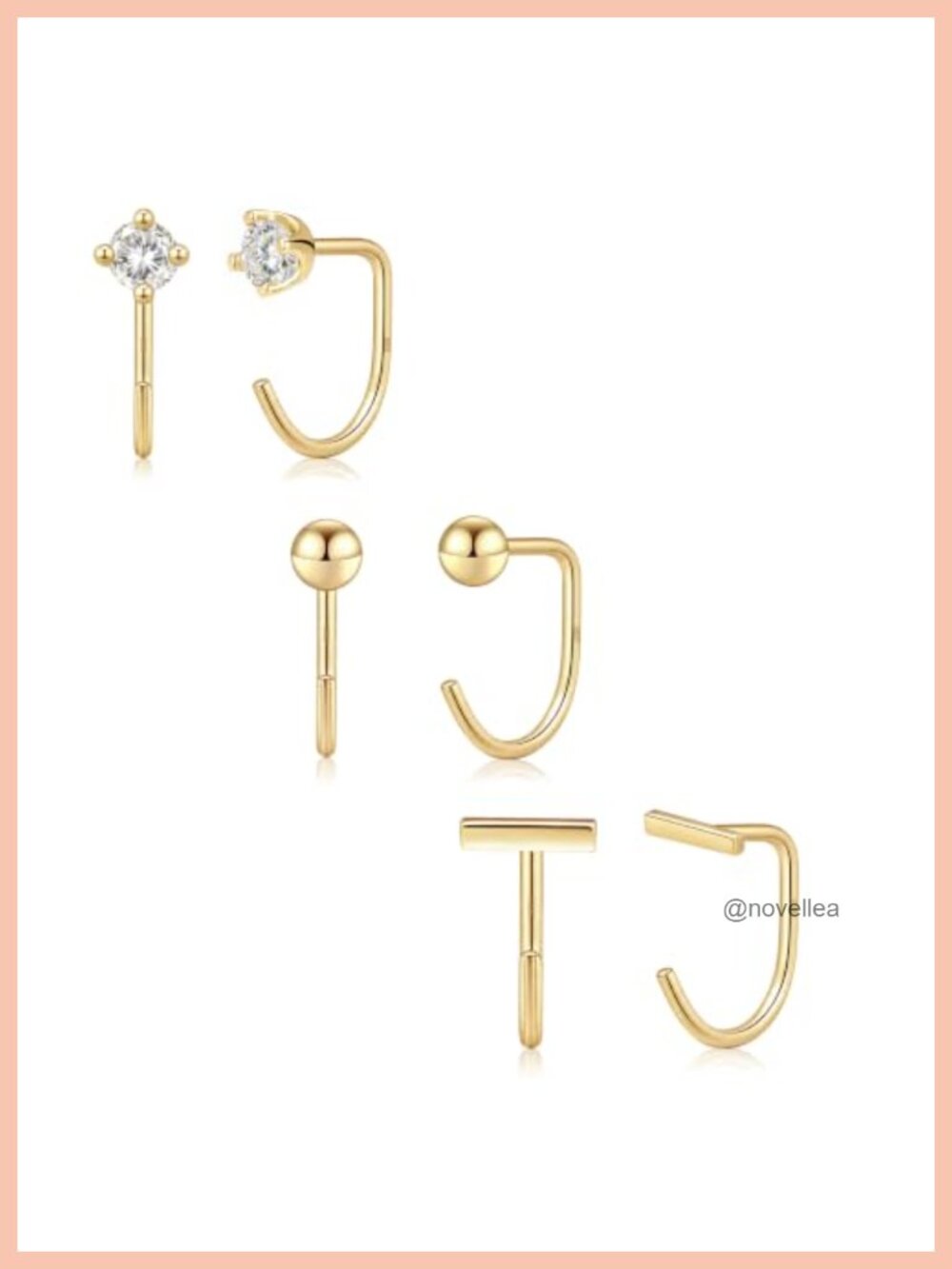 Kainier Huggie Half Hoop Earrings 925 Sterling Silver 14K Gold Plated